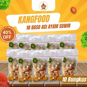 Paket 10 Bungkus Baso Aci Ayam Suwir Kangfood Bakso Instan Kuah Pedas