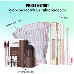 [FREEGIFT] PAKET 3 IN 1 STAMP ALIS EYEBROW POWDER LENGKAP DENGAN CETAKAN TALI  ALIS