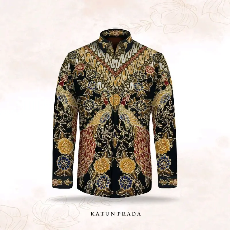 Kain Batik Tulis Motif Prada Pola Kemeja Lengan Panjang 7