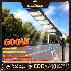 [Garansi 10 tahun] lampu tenaga surya lampu jalan Intan Emas Premium LED 600W tenaga matahari IP67 tahan air luar ruanganO Biaya listrik Lampu Jalan Sensor smart sensor TahanFanas dan Tshan ingin kendsli jsrsk jauh