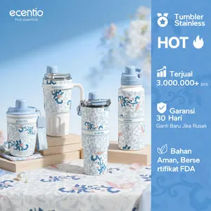 Ecentio Batik Series 2.0 Tumbler Botol Minum Aesthetic Portable 900ML/800ML/580ML Thermos Tahan Panas Dingin 24 Jam Vacuum Flask Vacuum