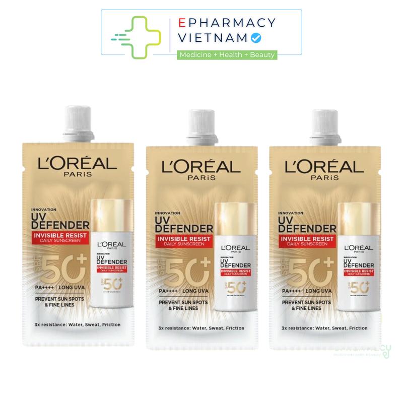   Travelsize 5.5ml   FS  Sữa Chống Nắng L’Oréal Paris UV Invisible Resist SPF 50+ PA++++ Phổ Rộng Vô Hình Thoáng Da Kháng Mọi Tác Động 5.5ml 