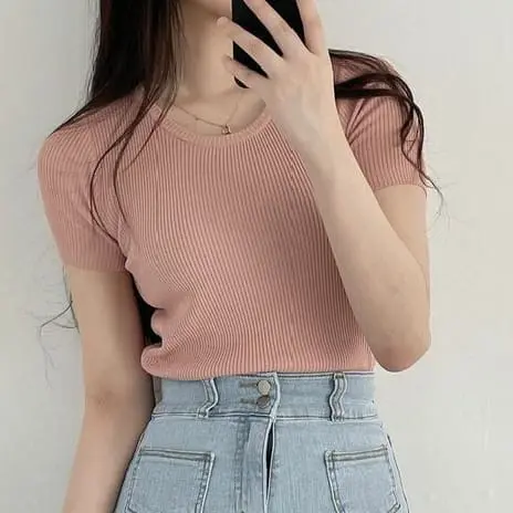 Laurels | So Hee - Crop Top Basic Atasan Polos Wanita Knit Premium Terbaru Model Korean Style T-Shirt 6