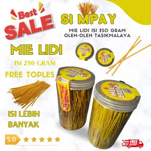 Mie Lidi Toples Isi 250 Gram - Cemilan Renyah Oleh Oleh Tasikmalaya - Food, Snacks mie lidi renyah lezat isi banyak Makanan Pedas Noodles