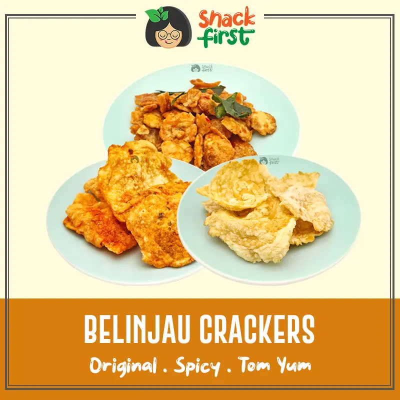 SnackFirst Belinjau Crackers (Original 90g/Spicy 80g/Tom Yum 130g) - Old School Indonesian Belinjo Melinjo Chips Snack Crispy