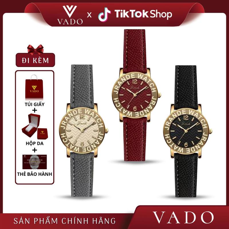 [LIVE 1 - DHJ7293] Đồng hồ nữ nhỏ gọn mặt tròn dây da, phong cách cổ điển - DHJ7293 JRANDE