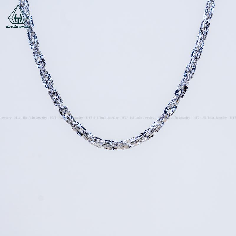   Hà Tuấn Jewelry  Dây Chuyền Nữ Bạc 925  Xi Kim Xoắn Vuông Bản 3mm NCX038 