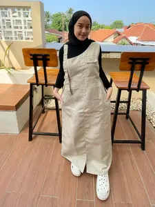 Alena Overall Cargo panjang Maxi Wanita Muslim kekinian karet samping