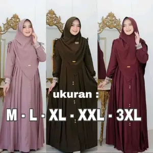 Gamis Muwadah Set Syar'i Jumbo  Dewasa  Wanita Crinkle Airflow Baju Pengajian Seragaman Busui Terbaru