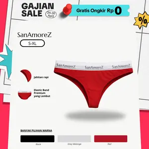 SanAmoreZ | Women Classic Thong / Celana Dalam Wanita - Cotton | Size XS - XL | Mid Waist | Jean Classic Thong