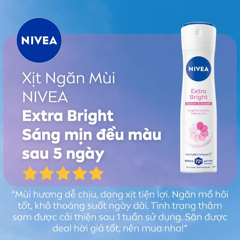 [AWO] Bộ 2 Xịt Ngăn Mùi NIVEA Extra Brightening Dưỡng Sáng Da Tối Ưu | 8 Super Foods (150 ml) - 82967 7