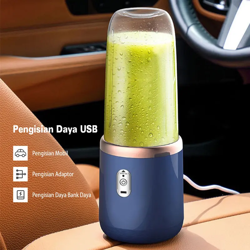 Blender Juicer Mini Portable 400ML + 400ML Juicer Cup Blender Jus USB Electric HP-22 5