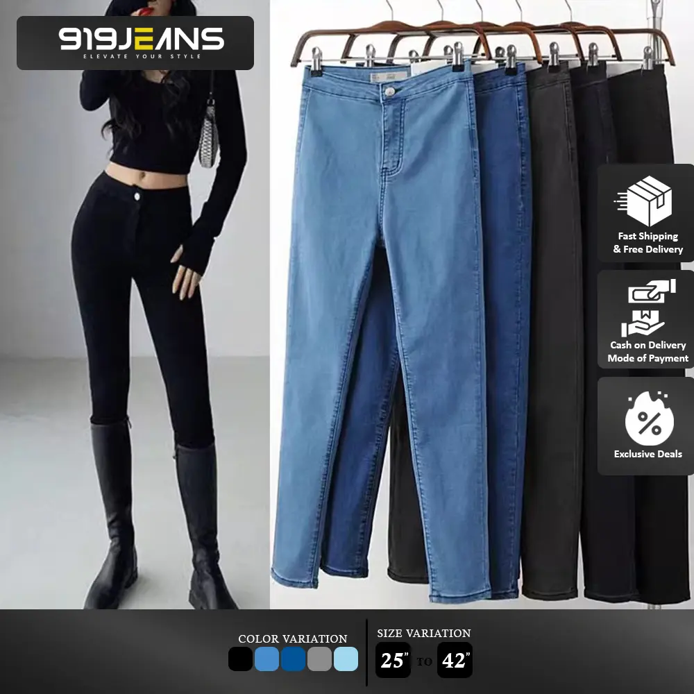 919 JEANS Highwaist Stretchable Slim Fit Jeans Tight Hip Skinny Pants Fashion Womenswear Maong