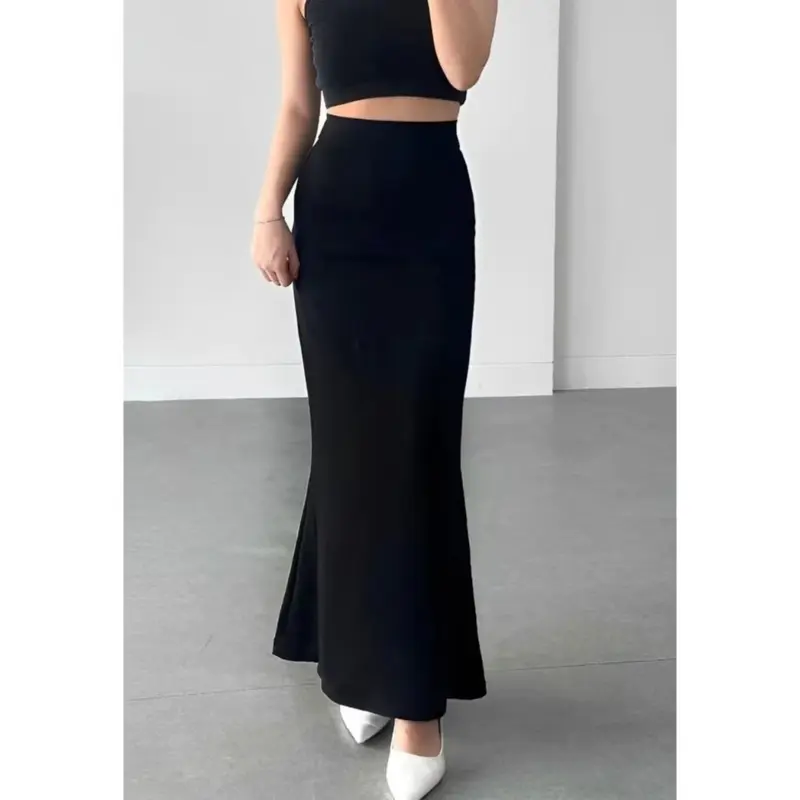 Rok Skirt Lunar Mermaid Duyung Wanita Kekinian Maxi Midi Bahan Scuba Elastis Melar Viral 2025 1