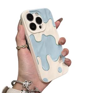 Blue Cream iPhone 15 Pro Max Phone Case Apple 14 Plus Soft 11/12/13 Shockproof 16 Women's Trendy