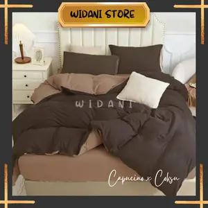 Bed Cover Set Cappucinno mix Coksu - Set dengan Sprei Polos ukuran 90x200 100x200 120x200 140x200 160x200 180x200 200x200 [WIDANI STORE]