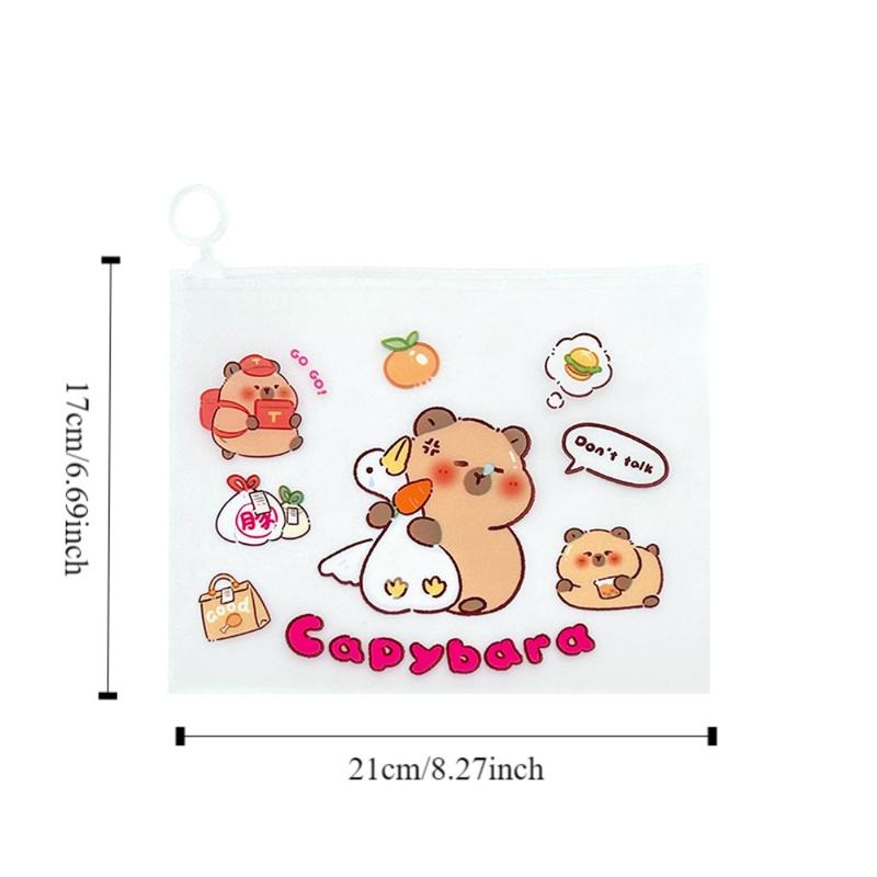 Roblue New PVC Capybara File Bag Cute Cartoon Transparent Test Paper Storage Pouch Light Large Opening School Supplies Student 2