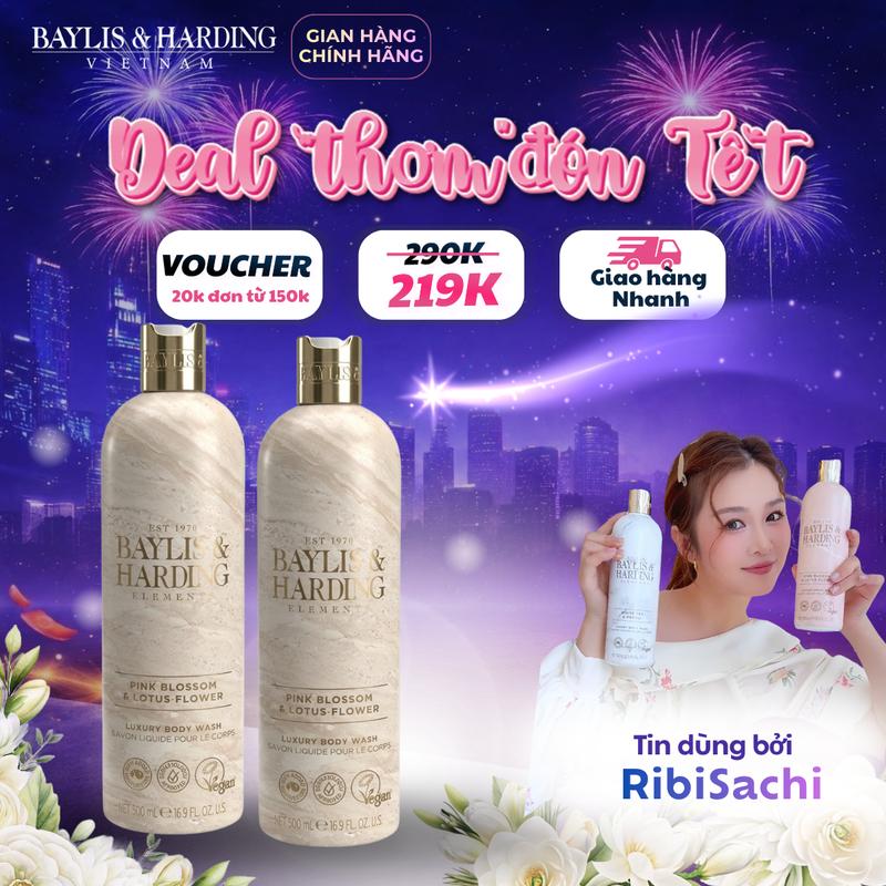 MUA 1 TẶNG 1 Sữa Tắm Anh Quốc Baylis & Harding Element 500ml Hương Hoa Đào & Sen Hồng – Cấp Ẩm Tự Nhiên Giúp Da Mềm Mại – SH021