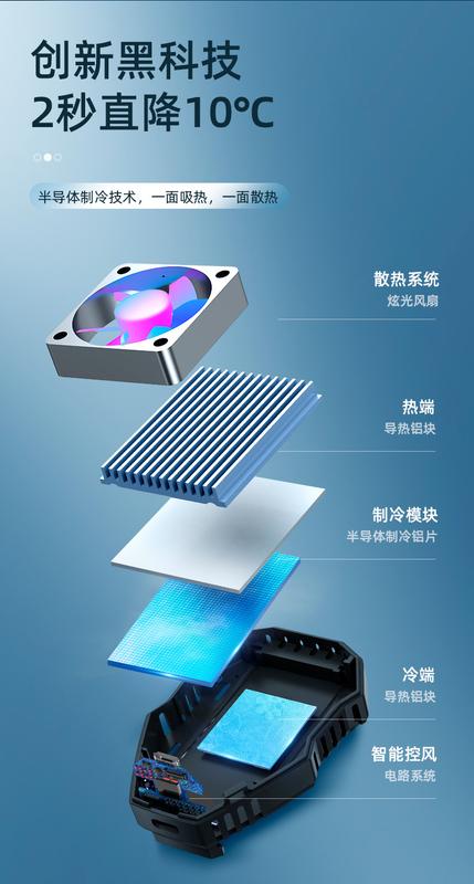 Product Introduction of Popular X76 Sl16 Mobile Phone Digital Display Semiconductor Radiator Air-Cooled Radiator Semiconductor Refrigeration Playerunknown's Battlegrounds 29
