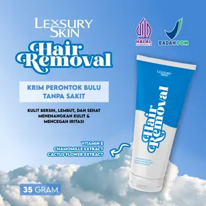 Lexury Skin Hair Removal Cream Perontok Bulu Tanpa Rasa Sakit Smooth & Gentle Formula With Calcium Thioglycolate, Aloe, Chamomile, Shea Butter