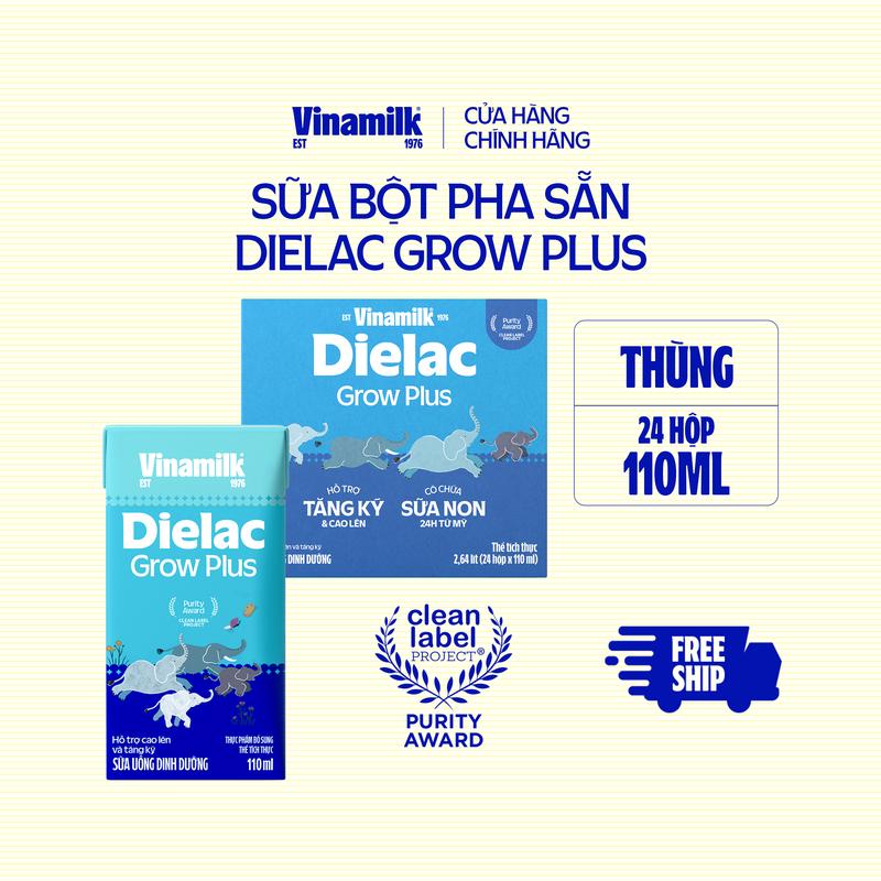 AFF - ĐỘC QUYỀN ONLINE Thùng 24 hộp Sữa Non Vinamilk Dielac Grow Plus 110ml cho bé