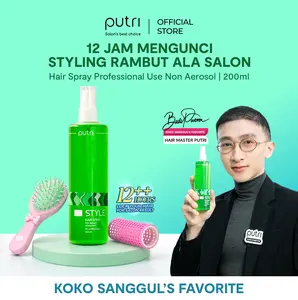 [KOKO SANGGUL'S FAVORITE] Putri Hair Spray Non-Aerosol Strong 200mL for Professional Use – Styling Rambut Extra Kuat & Tahan Lama | Non-Aerosol & Tidak Bikin Kering | Hair Spray Lokal BPOM | Strong Hold Styling Profesional | Salon-Ready Styling Spray