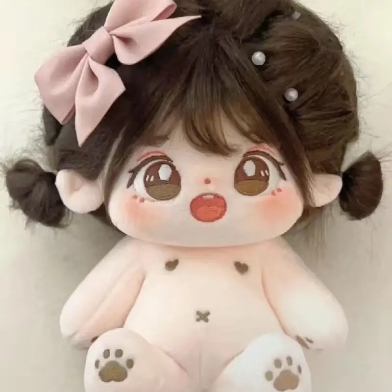 【Boneka + Pakaian】Ready Stock 20cm Cotton Doll with Skeleton, Plush Toy Doll ，Boneka Kapas Crazy and Cute Hair Doll, Non Attribute Naked Doll Set, Girl in Baby Clothes 3