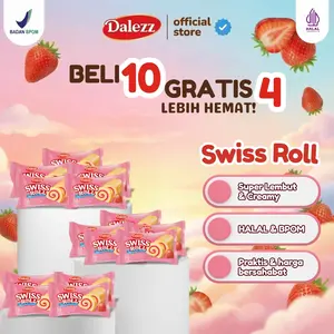 Bolu Gulung Mini Super Lembut, Manis & Creamy - Dalezz Swiss Roll Rasa Susu，Cheese，Chocolate  Promo 1 Dus 18g*14pcs