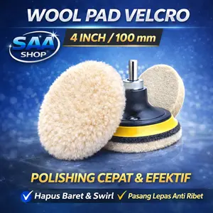 Wool Felt Pad Velcro Polishing 4 Inch | Bulu Poles Kaca & Cat Mobil | Untuk Bor / Polisher