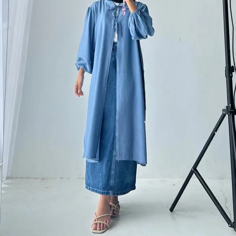 Tunit cringkel airflow/Outer wanita muslim dewasa terbaru kekinian Tangan Balon clara  long Kain Karet