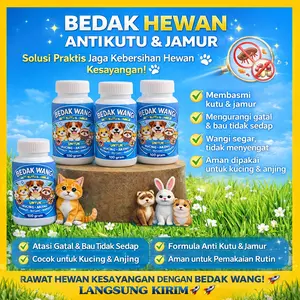 Bedak Hewan Wangi 100gr Anti Kutu Anti Jamur Aman Terjilat Bedak Kucing Anjing Kelinci Musang