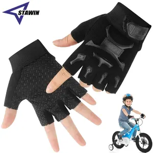 1 Pair Kids Half Finger Gloves Sports Gloves Non-Slip Gel Gloves Adjustable Fingerless Gloves for Children Cycling Riding Biking - Black 5:361386