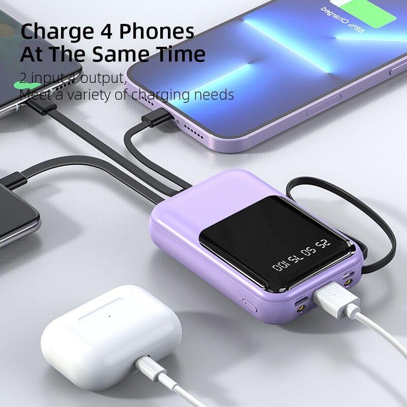 Powerbank 60000 mAh Mini Size With 4 USB Fast Charging Lightweight LED Display Power Bank - Hitam, 30000mah