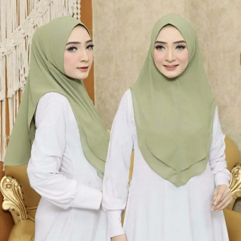 kerudung  jilbab bergo ceruty beby doll premium dua layer termurah