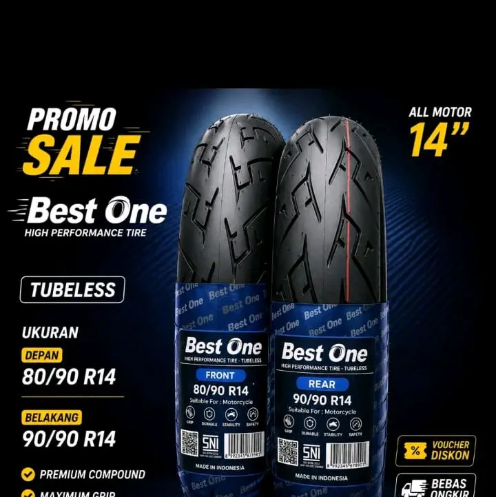 Ban Motor Metik Ring 14 Tubles Ukuran 80/90-14 Depan 90/90-14 Belakang