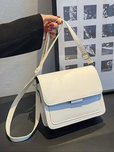 Bolsa de piel sintética tipo sillín para mujer, correa ajustable y desmontable, diseño simple y moderno, bolsa cruzada pequeña y vintage multifuncional