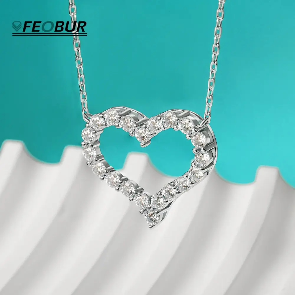 FEOBUR 2ct Moissanite Heart Pendant Ne lace for Women 925 Sterling Si er Lab Diamond Ne Chain Girls thday Gift Jewelry