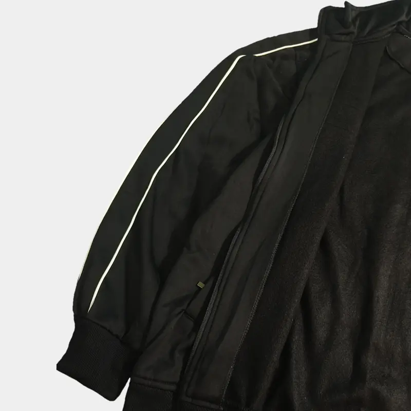 Tracktop Jaket Casual Vintage Line Two White Jaket Tracktop Polos Unisex Warna Hitam Panjang Simple 5