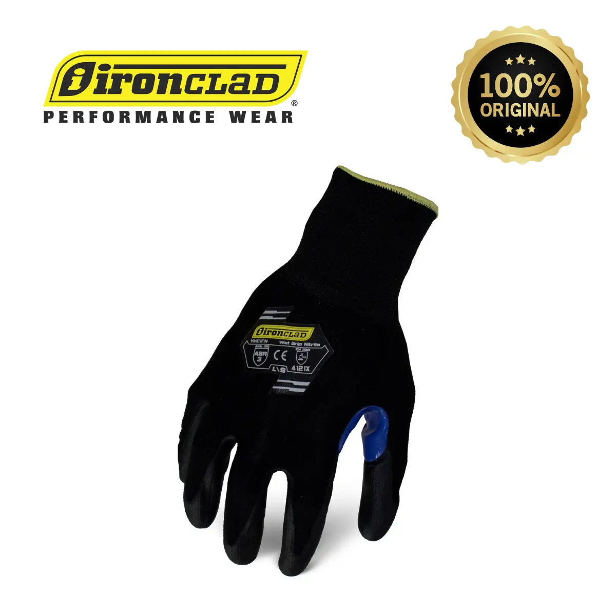 IRONCLAD KKC1FN Command Knit Foam Nitrile Safety Gloves, Touchscreen Cut Level A Gloves - Black