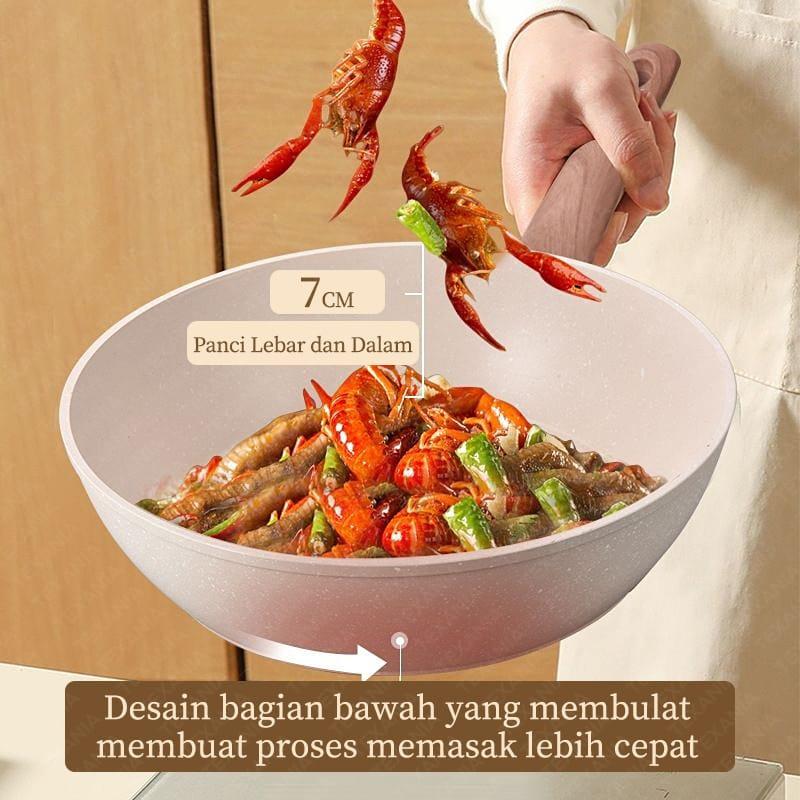 [5.5 SALE] TEXANIA Saucepan Panci 20cm Wajan Anti Lengket Warna Cream Kitchenware 2