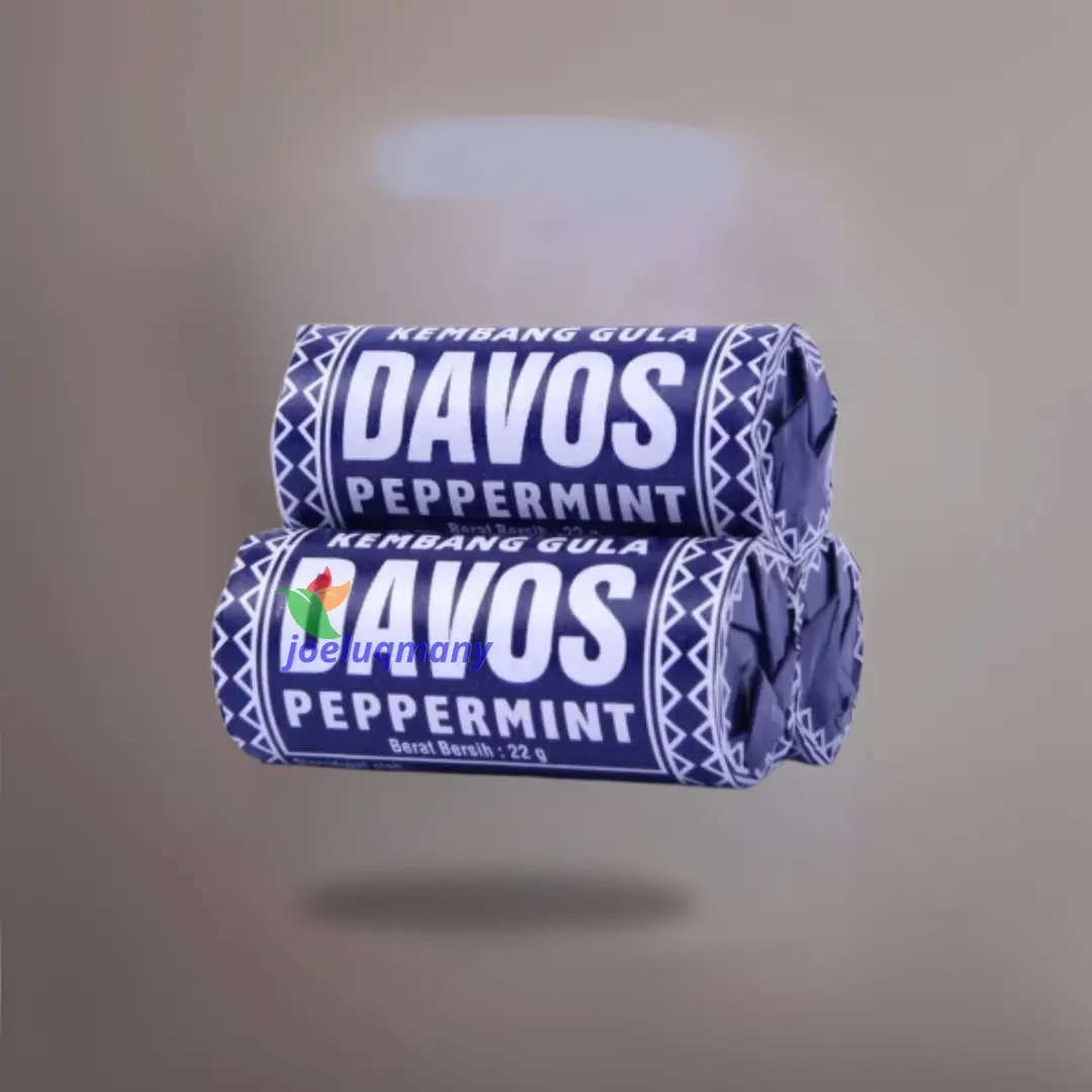 Davos Peppermint Extra Strong - Permen Rendah Gula Legendaris 1 Pack (10 Roll/Bungkus) - Camilan, Candy Food Snack