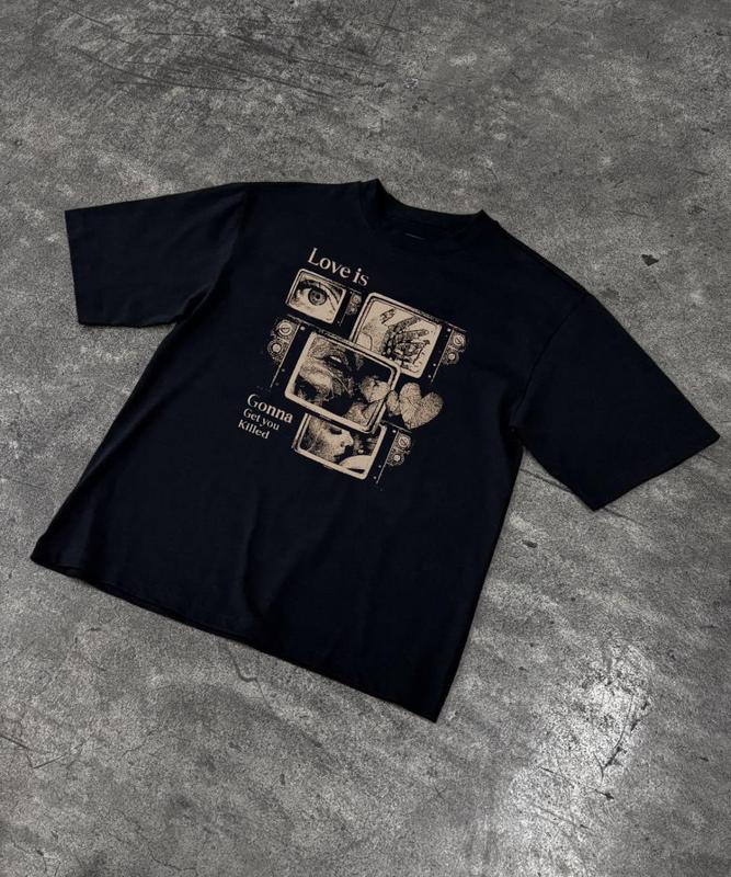 (COD) Baju Kaos Oversize Distro Pria dan Wanita Lengan Pendek Distro Baju Hitam Oversize Tshirt Distro 2
