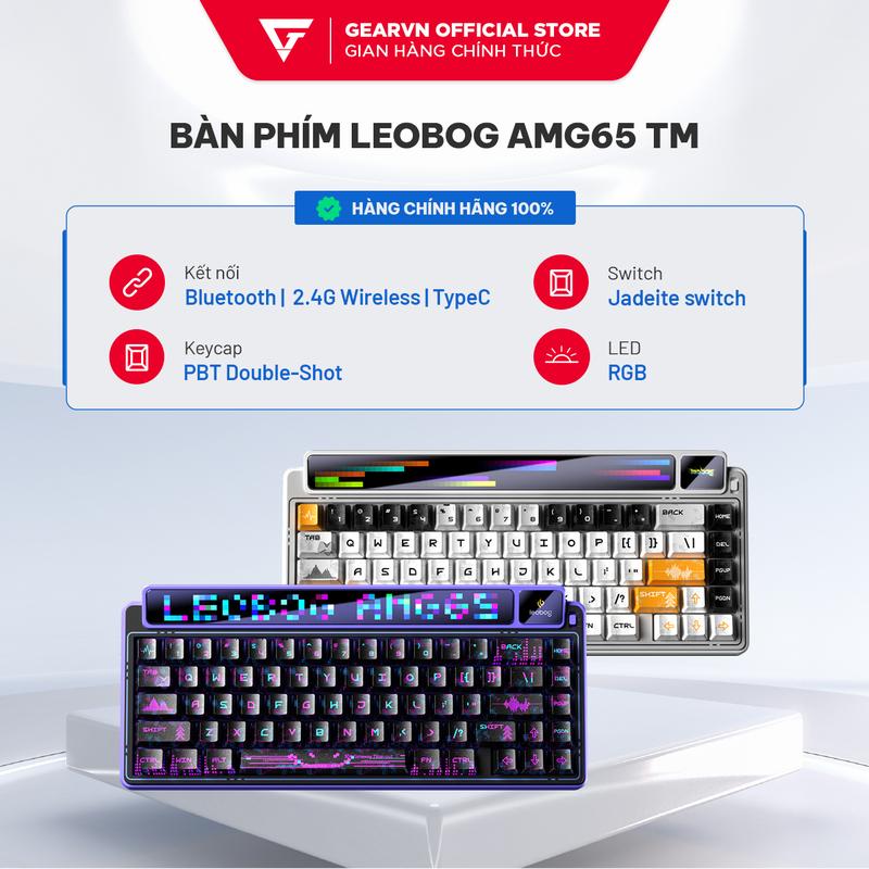 Bàn phím Leobog AMG65 TM Tím Đen - Trắng 3 MODE - LED RGB - HOTSWAP - Jadeite Light Feather switch