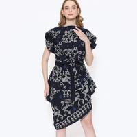 Gambar Etniq Craft Geraldine Assimetris Dress Tenun With Obi-Navy dari Batik Etniq Craft Kota Bekasi 1 Tokopedia