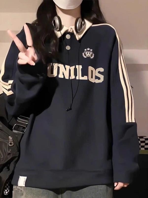  Áo Swearer nỉ cổ POLO nam nữ From rộng PTUNILOS  Áo Polo tay dài chất vải nỉ bông dày dặn 