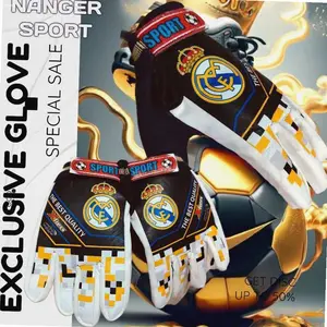 Sarung Tangan Kiper Anak Motif Logo Real Madrid Liverpool Lokal & Import Untuk Futsal Bola.