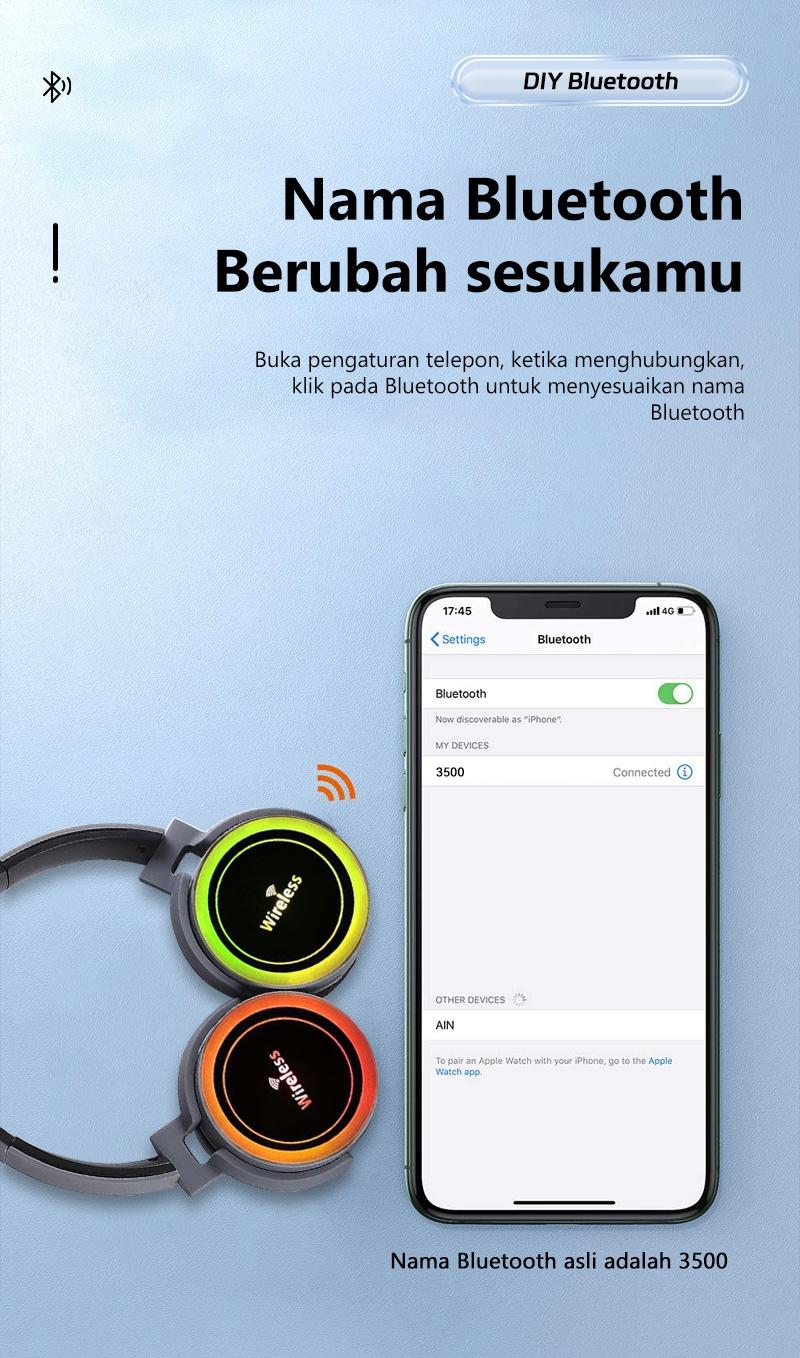 Headphone Bluetooth nirkabel over-ear dengan masa pakai baterai yang sangat lama dan peredam bising, kompatibel dengan ponsel