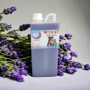 pet shampo kucing dan anjing, anti kutu, jamur, dan bakteri aroma lavender kemasan 1 liter