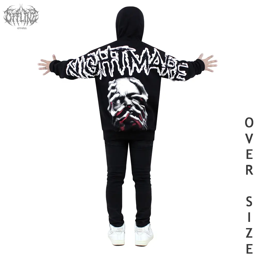 OFFLINE Hoodie Jumper OVERSIZE NIGHTMARE / hoodie cowok cewek tebal ori / hoodie kece aesthetic / hoodie cowok cewek viral Pria Sweater  Fleece Keren