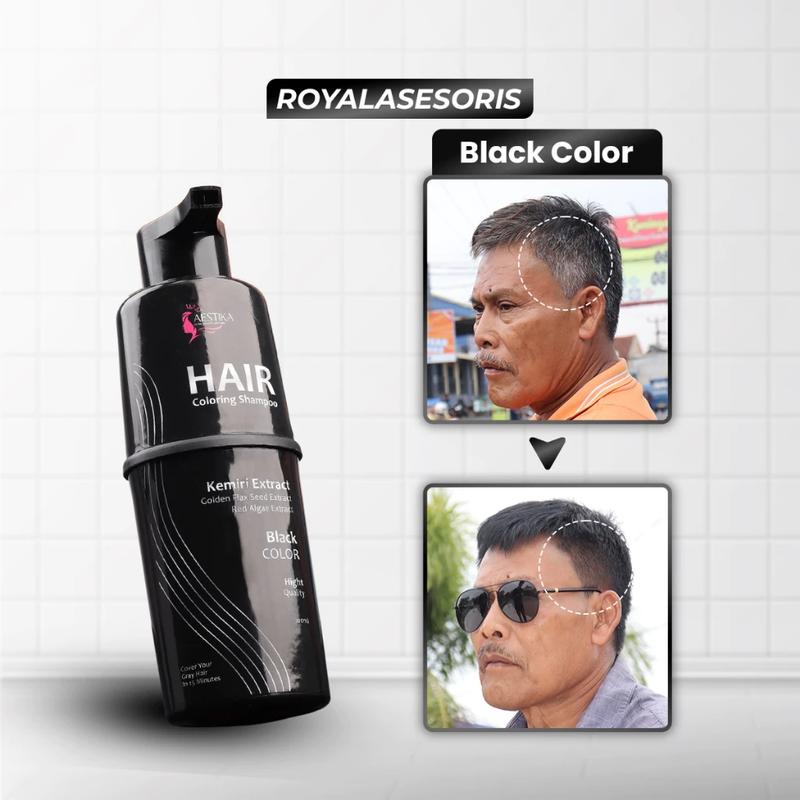 [PROMO RAMADHAN] Aestika Hair Coloring Shampoo Black - Shampo Penghitam Rambut Uban Halal Original 2